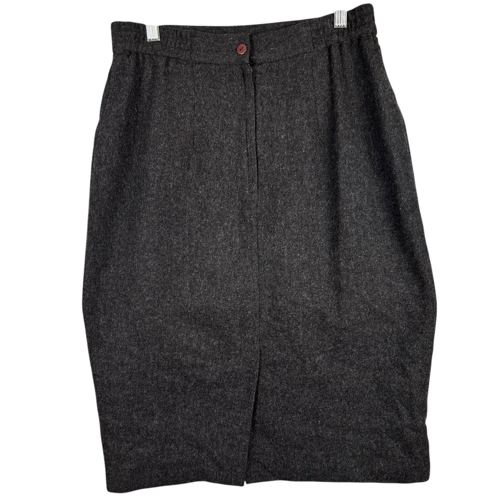Vtg Panther 100% Wool Womens Sz 10 Gray Pencil Skirt Lined Midi Academia‎ Preppy - Picture 3 of 7